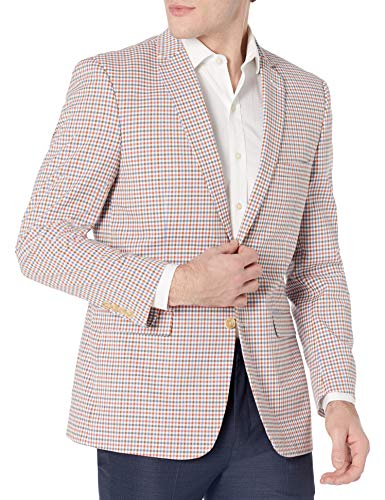 U.S. Polo Assn. Men's 2 Button Sport Jacket, Blue, Brown, Tan Check, 42 Short