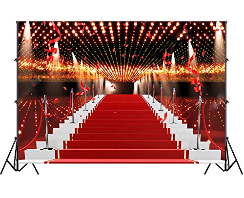 Red Carpet Backdrops GESEN 10X7ft Flashing Lights Ribbon Celebration Photography Background for Wedding or Awards Ceremony Photo Studio Shooting Props LXGE002