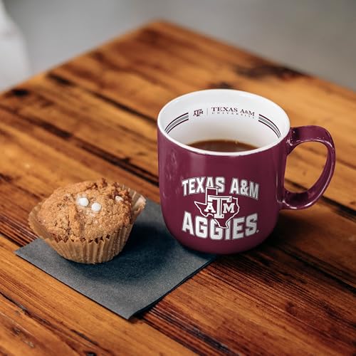 Image of Logo Brands NCAA Texas A&M Aggies 15 oz Stripe Coffee Mug - Vintage Team Logo, Inside Print & Stripes, Microwave & Dishwasher Safe- Great Gift For Fans & Alumni
