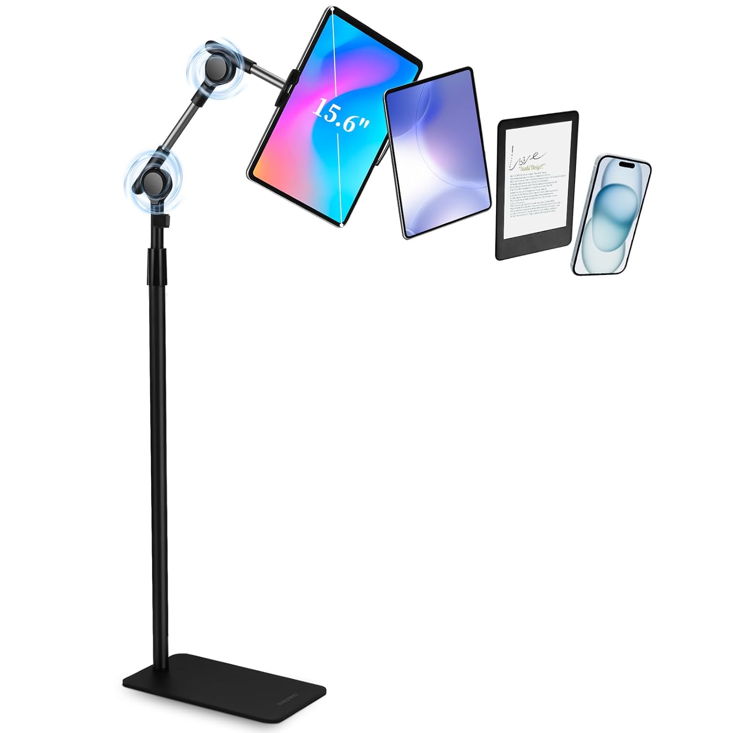 SHUWEI Tablet Floor Stand with Double Self-Locking Worm Gears 63 Height Adjustable iPad Floor Stand with 7 5lb