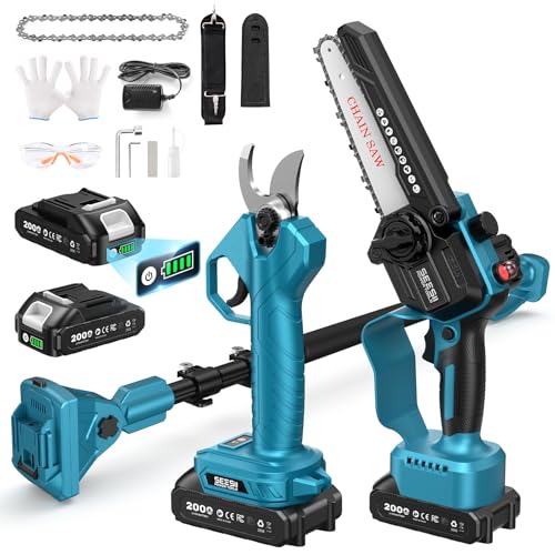 SEESII 高枝チェーンソー 電動 6インチ コードレス 充電式...