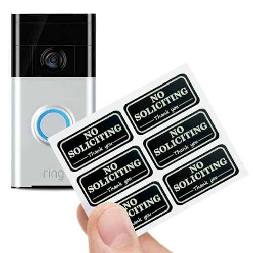 Small No Soliciting Sign for House,6 Pcs No Soliciting Sign,with Glow in the Dark Stickers,Tiny Size Perfect for Video Doorbell,No Solicitation Sticker for Front Door,Wall,Window
