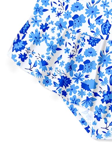 Image of Qaoerde Girls Swimsuit Tropical Print Bikini Set with Ruffle Hem Two Piece Criss Cross Bathing Suits for Girls 7-16 Years