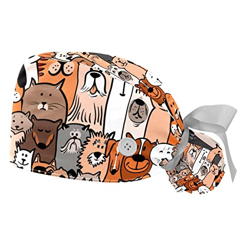 Chapeaux de travail chat chien casquettes bouffantes respirantes hommes femmes lot de 2