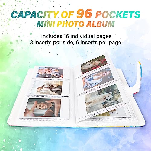 HIYQIN 3-Inch Instax Polaroid Photo Album,96 Pocket Mini Photo Album Book for 2x3 Inch Fujifilm Instax Mini 12 11 9 8 8+ 7s 25 70 90 Instant Camera Film,Colorful Instax Mini Album (Colorful) - Image 3
