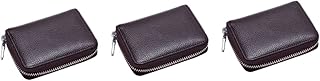 3 Peças Capas Com Zíper Carteira De Couro Acordeão Porta-Id De Couro Porta-Crédito Dinheiro Com Zíper Bolsa De Carteira De Crédito Organizador De Crédito Titular Seguro Capa De