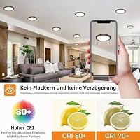 slochi Deckenlampe LED Deckenleuchte Flach, Ø18CM 3Farben 15W Schwarz – Ansicht 7
