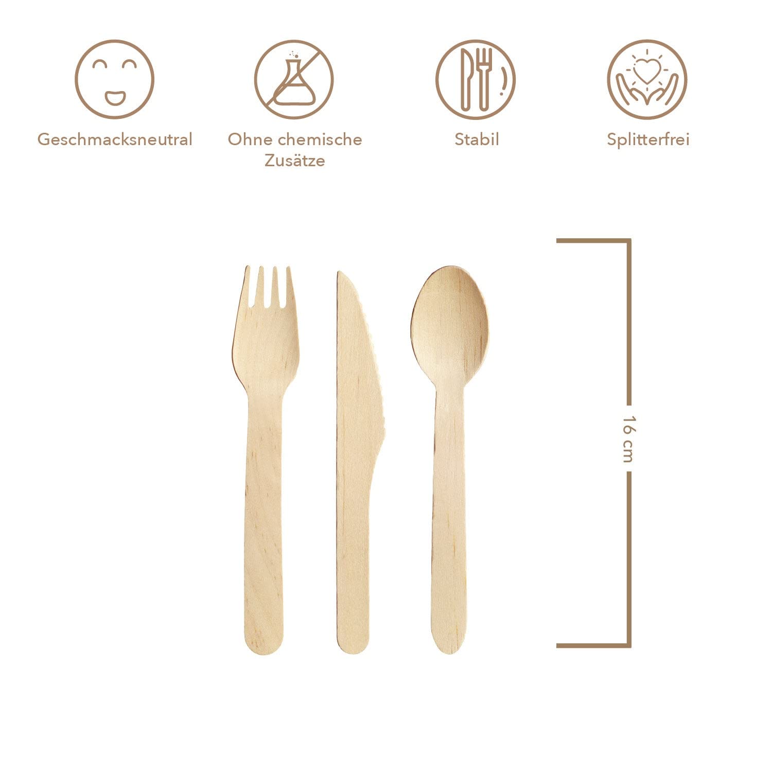 wisefood Horquillas desechables de madera de abedul, 500 tenedores de madera desechables de 16 cm, cubiertos desechables biodegradables, naturales, estables, respetuosos con el medio ambiente con