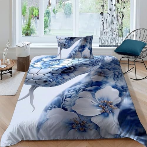 Housse de couette serpent 3D en microfibre premium douce avec fermeture éclair solide - 3