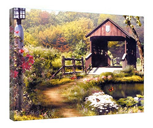 Impression sur toile murale pont couvert cadre en bois tableau déco 40,6x50,8 cm