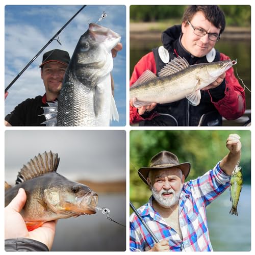 Seenelling 12 Pcs Fishing Jig Heads 3D Eyes Crappie Trout Bass Heads Jigs Tackle Lure Fishing Jigs Heads Suitable for Freshwater and Saltwater 3/16 oz 1/4 oz 3/8 oz 1/2 oz