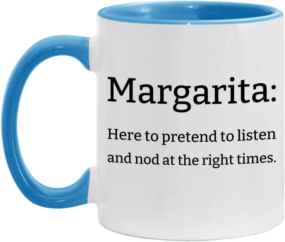 Funny Margarita Mug - Unique Margarita Gift - Sarcastic Margarita Definition Mug 15oz White/Light Green