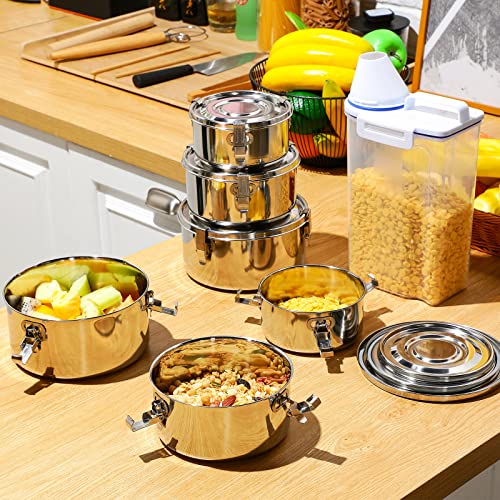 Zopeal 6 Pcs Stainless Steel Food Storage Containers With Lid Bento Lunch Boxes Reusable Metal Flat Canisters For Camping Trips Picnic Snacks Soups Salads Leftovers, 3 Sizes #TOP3
