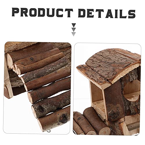 ノーブランド品 ハムスターの二階建てログハウス hamster ハムスター ケージ ハムスターの装飾 犬小屋屋外 子犬ペン フェレット ハムスターの木の家 ネズミの巣 ハムスターハウス城 木製