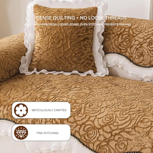 Housse canapé velours douce et infroissable pour causeuse grise - 7