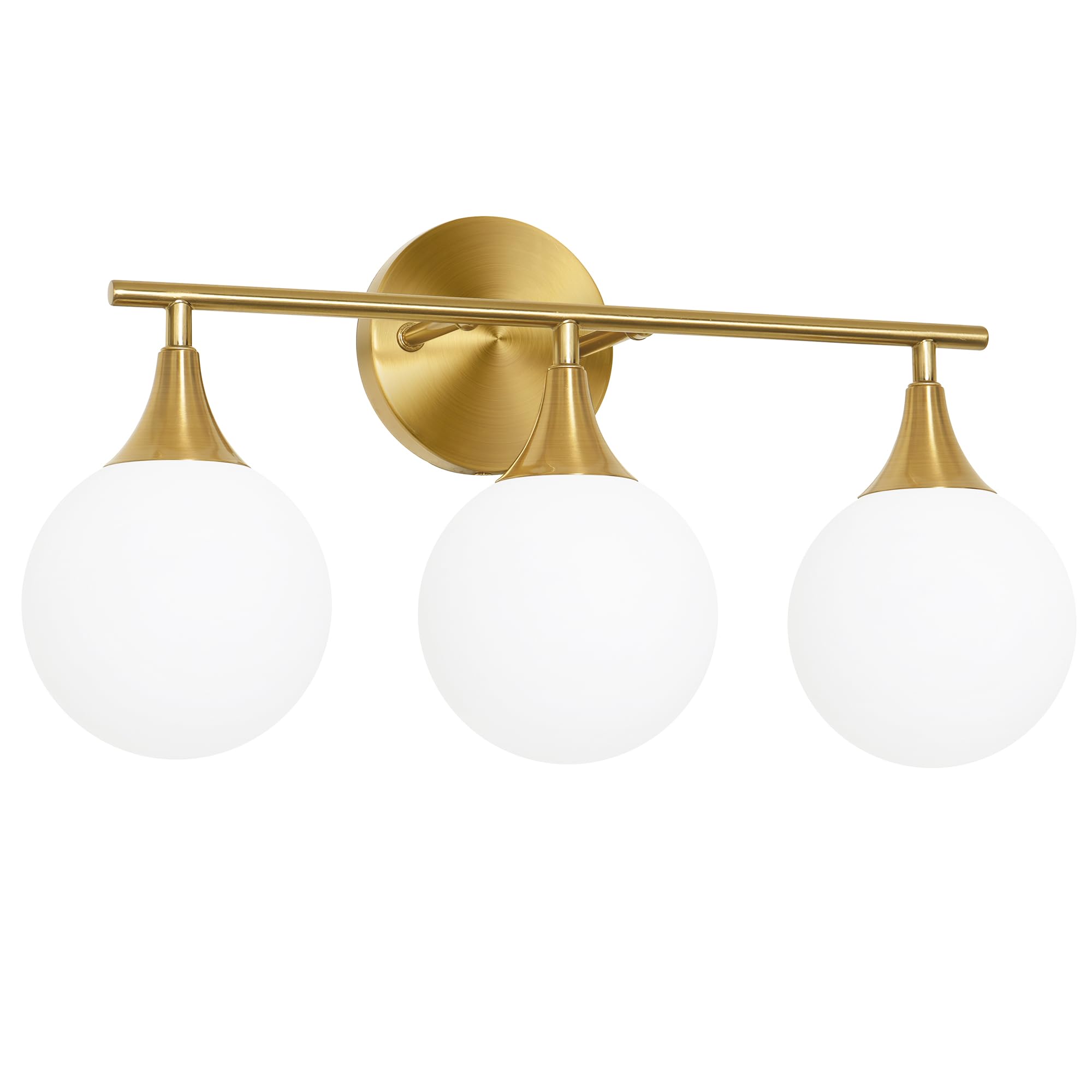 Daunton Modern Brushed Gold Bathroom Vanity Light - Energy Efficient G9 Base Bathroom Lighting Fixtures Over Mirror, Milk Glass Shade Anti-Glare 19 Inch Soft Illumination for Makeup &amp; Shaving