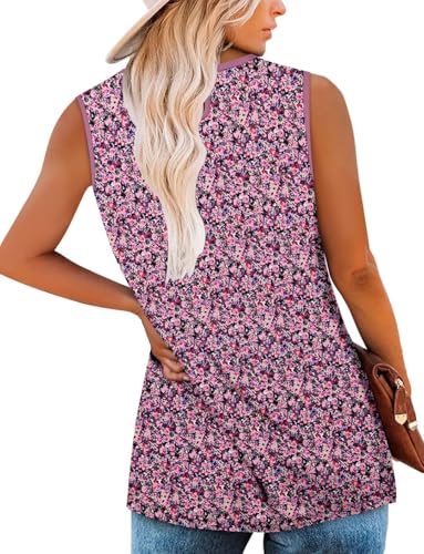 KISSMODA Womens Flora Print Tank Tops Ribbed Summer Shirt Sleeveless Summer Casual Women Blouses(S-3XL)