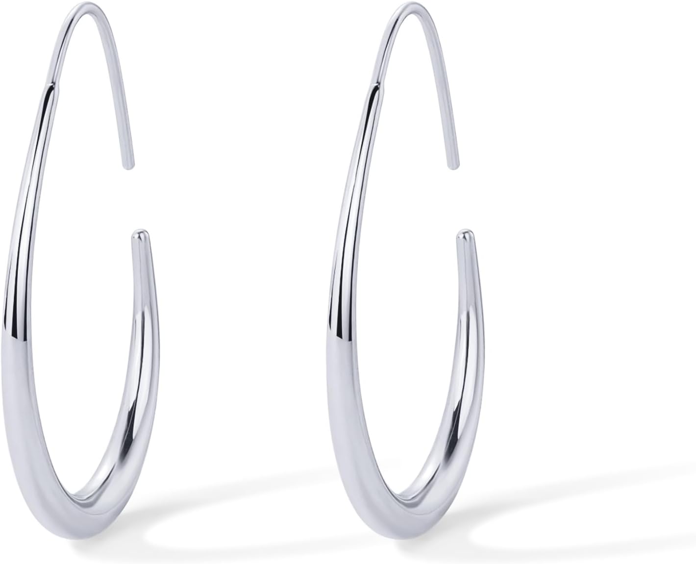 PAVOI 14K Gold Plated 925 Sterling Silver Post Lightweight Teardrop Hoop Earrings for Women | Large Oval Pull-Through Statement Earrings - Image 3