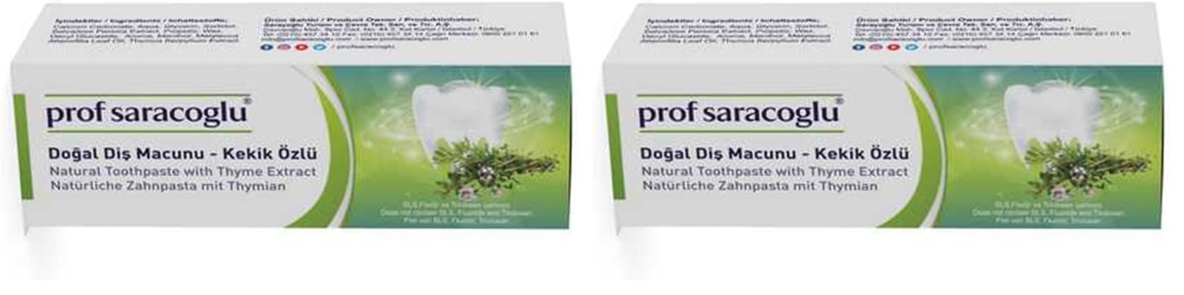 Prof Saracoglu Kekik Özlü Diş Macunu 75ml (2 paketi)