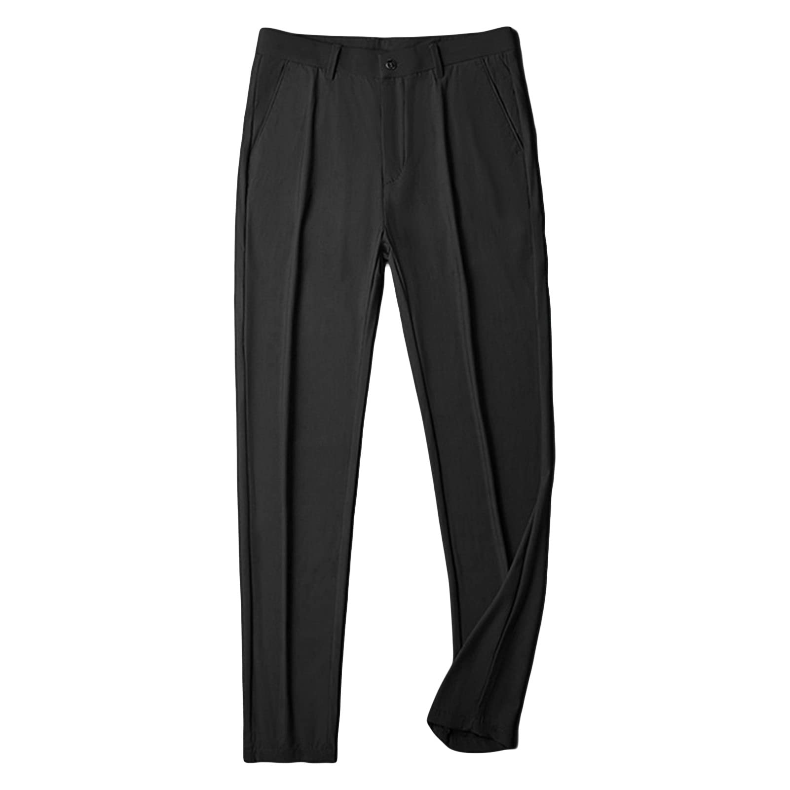 Men's Stylish Slim Fit Pant Classic Straight Leg Casual Suit Pant Lightweight Business Party Comfort Trouser (Black,32)