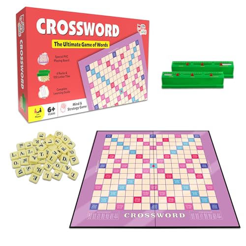 Image of Crossword Board Game for Kids & Adults | Ultimate English Word Building Game for All Ages | Multiplayer Educational Vocabulary Builder Game Set | Big Size Learning Word Puzzle Game Toys