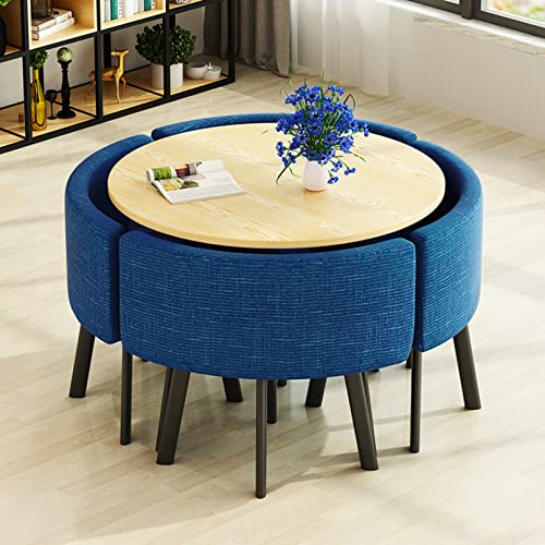 Lsry Coffee Table And Chair Set Office Conference Tables Negotiation Table Dining Table Small Space Dinette Round Leisure Hotel Lounges Balcony Restaurant Meetings Room Reception Tables (Color : Blue #TOP18