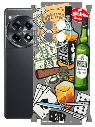 Image of AtOdds - Full Body Back Screen Guard Protector Film - Lamination Wrap Skin Sticker Compatible with ONEPLUS 12R (5G) | Scratchproof Matte Finish (Wine Graffiti)