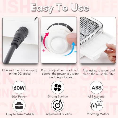 Makartt E0894 Nail Dust Collector - 60W Extractor Vacuum Dust Collector thumb #7