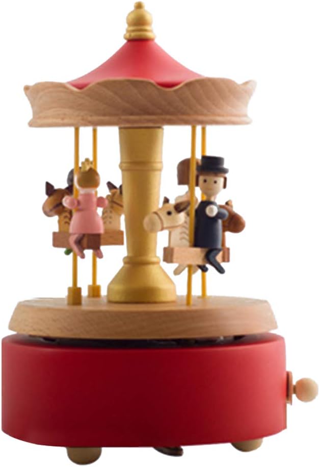 Wooden Lifting Rotating Music Box Musical Movement Desktop Ornaments Home Decorations Gifts