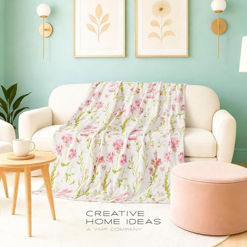 Creative Home Ideas Oversized Plush Throw Blanket 60" x 70", Wild Fleurs Green by Creative Home Ideas - Used condition - Image 4