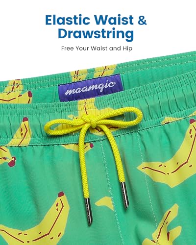 Image of maamgic Mens Swim Trunks with Compression Liner 5 Inch, Quick Dry Bathing Suit with Zipper Pockets, No-Chafing Swim Shorts
