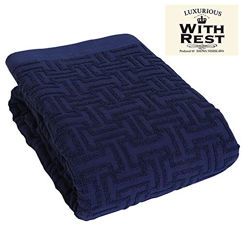 昭和西川 タオルケット ネイビー シングル 140×190cm 世界3大綿産地 WITH REST 吸水 速乾 新疆綿 タオルケット 2230385740316