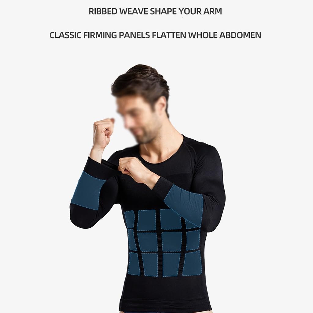 HLTYGWX Fajas para Hombres Control de Barriga Ocultar Compresión Adelgazante Traje de Barriga Cuerpo Transpirable Manga Larga