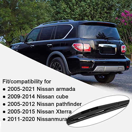 2 Rear Wiper Blade Replacement For 2005-2021 Nissan Armada/2009-2014 Cube/2005-2012 Pathfinder/2005-2015 Xterra/2011-2020 Murano, Rear Windshield Wiper Blades Original Equipment Replacement 12"/12" #TOP3