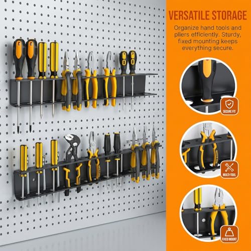 2 Stück Zangenhalter Wandhalterung Set, 40 cm Werkzeug Wandhalterung mit Schrauben und Expansionsrohr, Praktischer Schraubendreher Halter und Werkzeug Wandregal