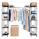 Seville Classics Closet Garment Organizer with Metal Hanging Rod Wardrobe Storage System w/Steel She