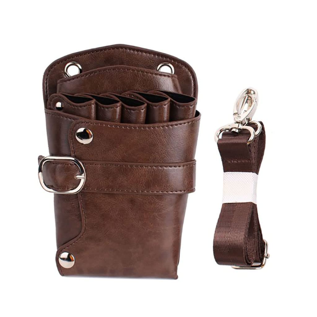 vrfvsdasAAS Hairdressing Tools Waist Bag, Leather Salon Hair Stylist Barber Scissors Shear Holster Hairdressing Waist Holder,Hairdresser Tool Carry Bag(B)