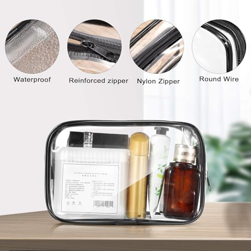 image for Weewooday 12 Pieces Clear Makeup Bags Cosmetic Storage Bags PVC Zipper