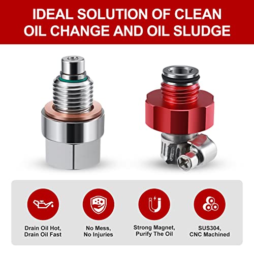 Deefill Magnetic Stainless Steel Oil Drain Valve - M12 X 1.25 Oil Pan Drain Plug No Mess, Clean & Safe Oil Changes Compatible With Toyota, Lexus, Nissan, Infiniti And More Select Models #TOP2