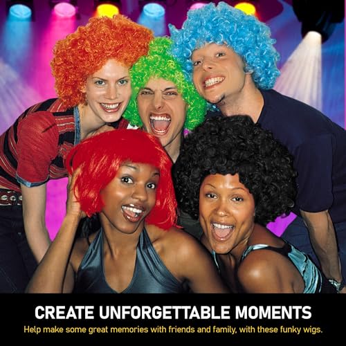 Mens Afro Wig - Fun Curly Hair Coloured Afro Wigs Fancy Dress Accessories for 70s Disco Costume - Curly Synthetic Hair for 80s Fancy Dress Men and Women - Image 5