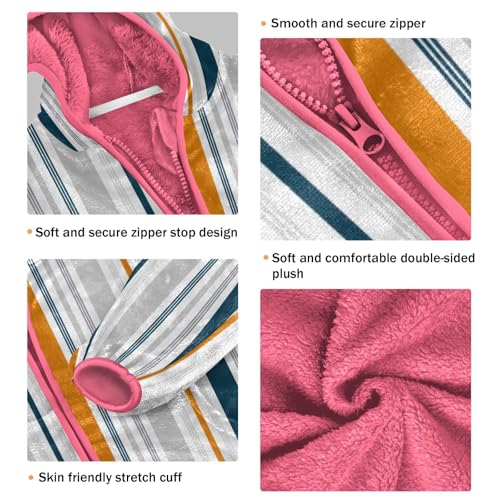 GuoChe orange Gray Stripes Baby Girl Fleece Jacket3