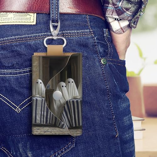 Nine Ghosts at The Long Rectangular Table Key Holder Bag PU Leather ID Card Holder Keychains Case Cover for Men Women4