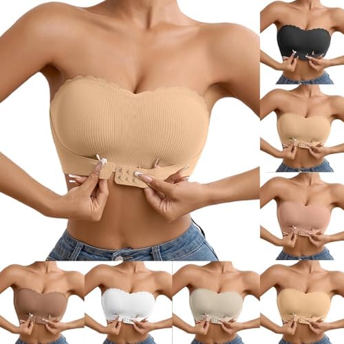 Strapless Bras for Women Bandeau Bra Tube Top Front Closure Sports Bras Wireless Seamless with Support and Lift