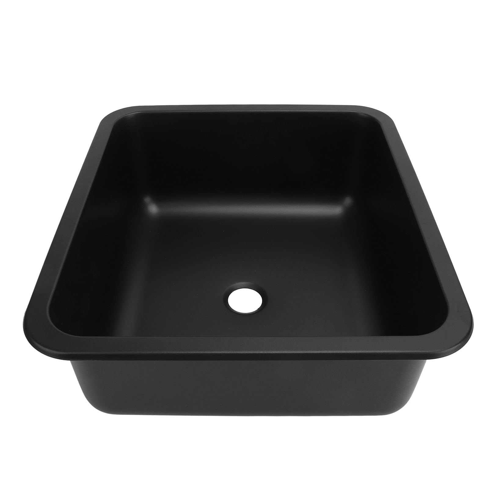 FLEXMAN Wohnmobil Spüle, 400 X 360 X 150 mm, Wohnmobil Küchenspüle mit Gummidichtung, Edelstahl Einzelbecken, Tiefes Rechteckiges Küchenwaschbecken für Wohnwagen, Wohnmobil, Boot (Schwarz)