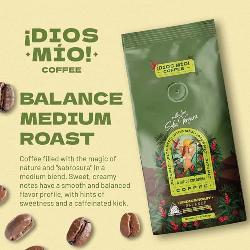 Dios Mio Coffee Medium y Dark Roast En Grano 12 oz x2 miniatura 4