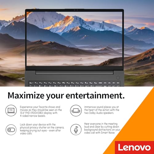 Image of Lenovo V15 Business Laptop 15.6 inch FHD Display, Intel Quad-Core N5100, 4GB RAM, 128GB SSD, WiFi, HDMI, RJ45 Ethernet, Webcam Privacy Shutter, Windows 11 Pro, Portable Work & School Computer