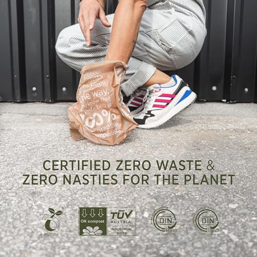 Image of Hevea Biodegradable Dog Poop Bags, 120 Bags /8 Rolls - Leak Proof and Extra Thick Waste Bag Refill Rolls For Dogs - Silky to the touch, Yet Robust And Durable - In Beige