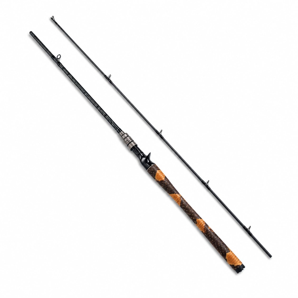 Canna da Pesca a Lure, Azione Rigida | Fibra di carbonio - 2 sezioni - design snake skin - metallo - gomma - per outdoor - da