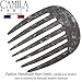 Camila Paris CP3406 French Hair Side Comb Small Rounded, Gray, Handmade French Twist Hair Combs, Strong Hold Hair Clips for Women Bun Chignon, No Slip Styling Girls Hair Accessories Made in France