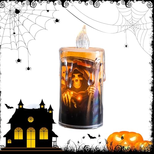 Velas de Halloween con parpadeo electrónico y estructura duradera sin envejecimiento 2